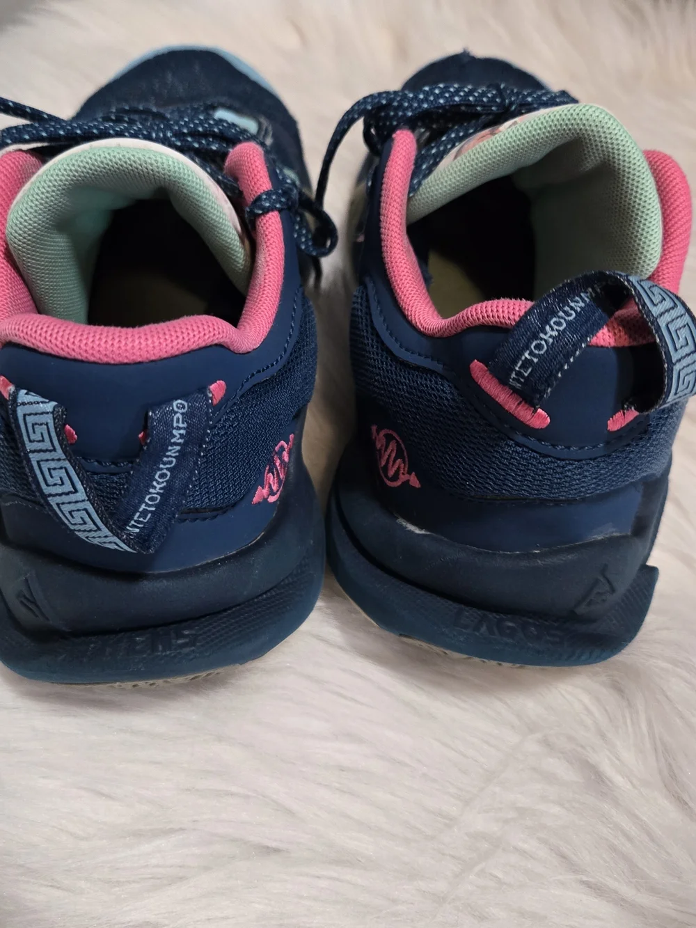 Nike Kids Navy Blue Sneakers with Light Blue and Pink Details